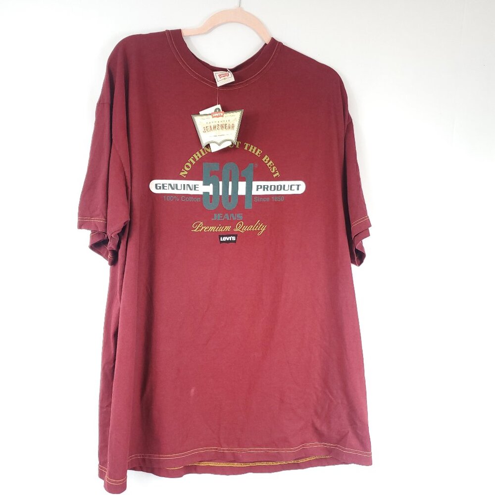 Levis Maroon/Red Short Slv Mens Tee "Nothing But The Best" Sz Large NWT